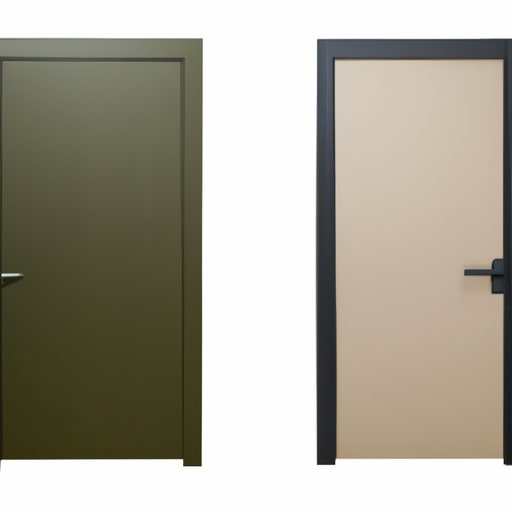 A side by side comparison of a bulletproof door and a standard door