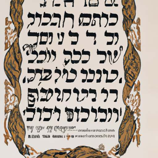 An ancient Ketubah showcasing traditional Hebrew calligraphy and floral border